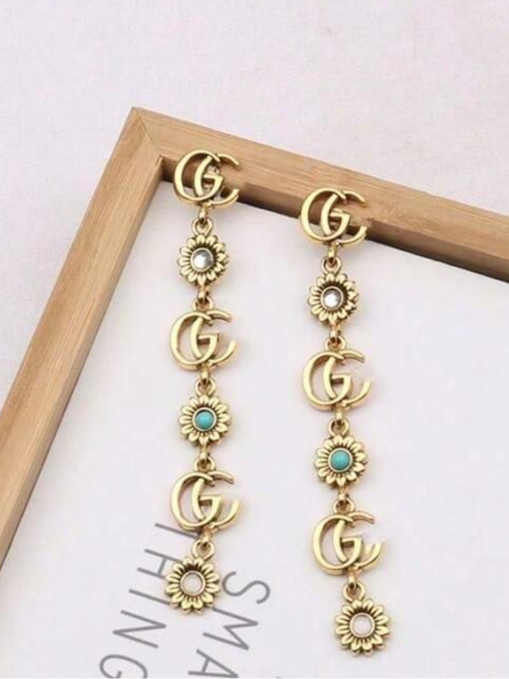 Nordstrom Gold Drop Earrings with Turquoise Accents